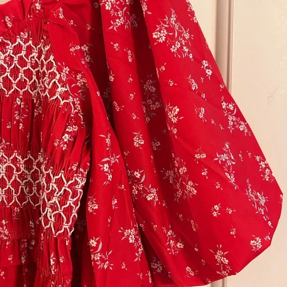 NWT Baevely Floral Smocked Midi/Maxi Puff Dress - Picture 10 of 15